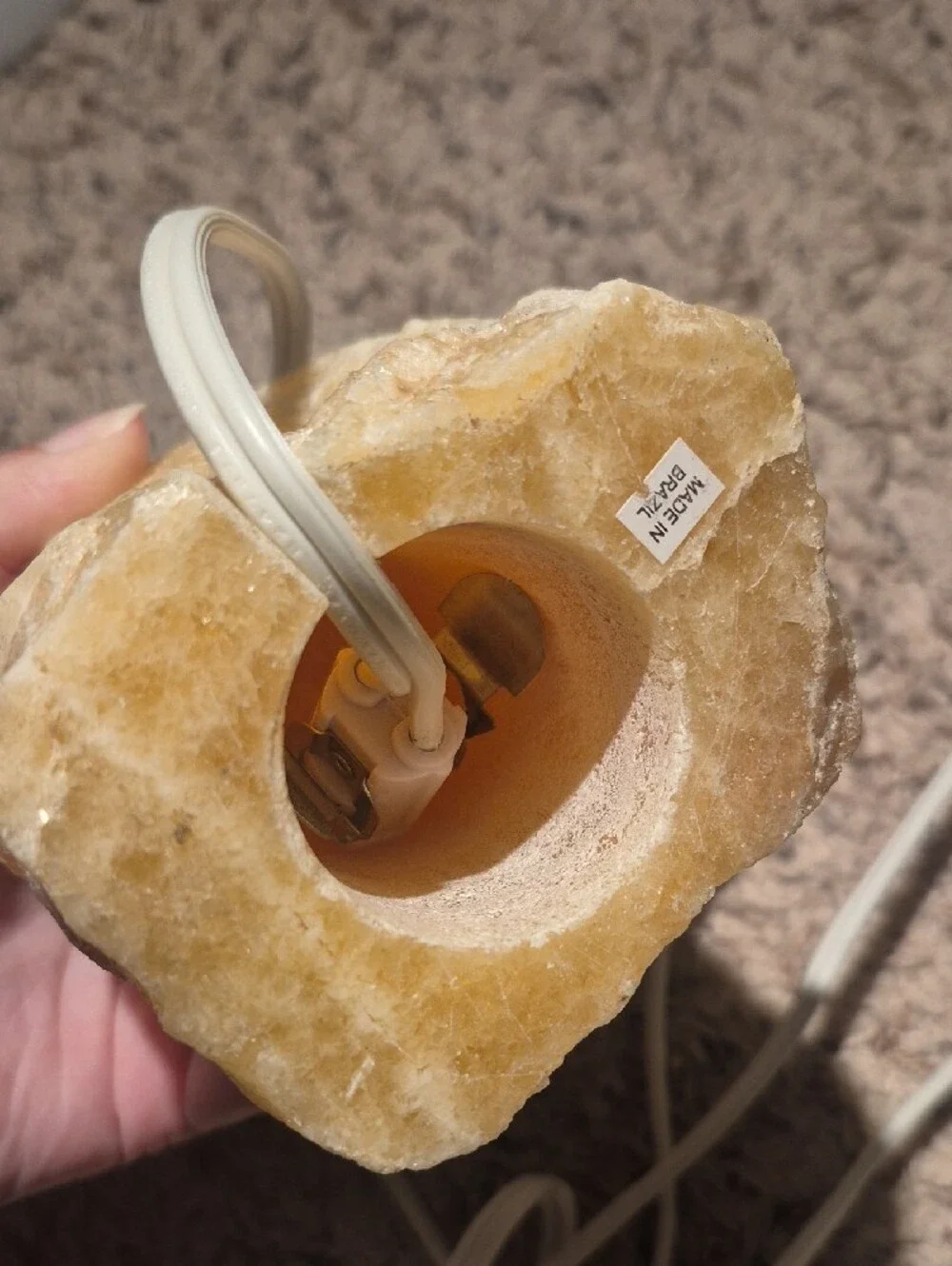Hand-Crafted Orange Calcite Crystal Lamp (Wooden Base Not Included)